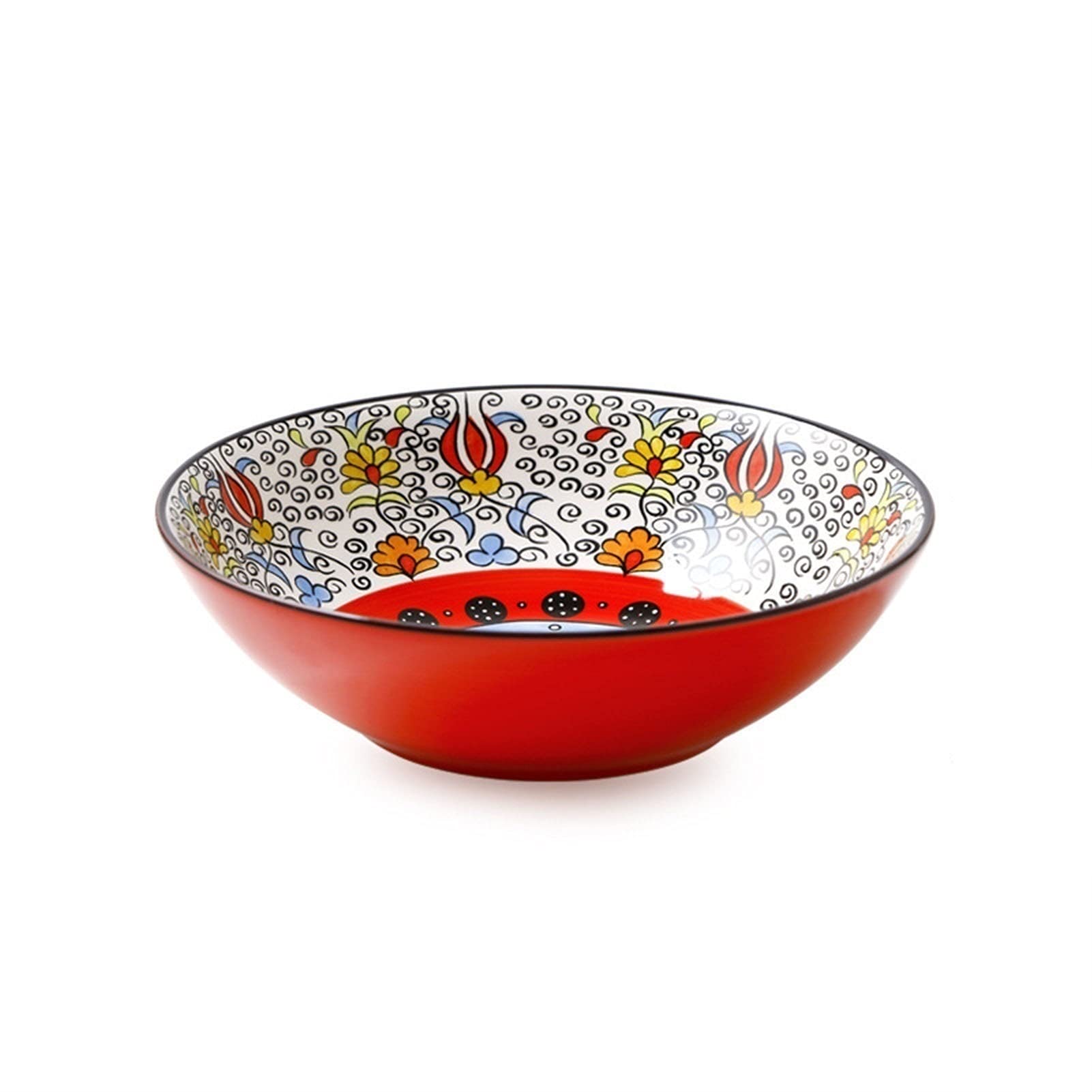 Miski do serwowania talerz ceramiczny salaterka materiał kreatywny zachodni talerz jedzenie siatka czerwony talerz okrągły talerz obiadowy rodzina talerz do steków miska na ryż miska na płatki (kolor: A)
