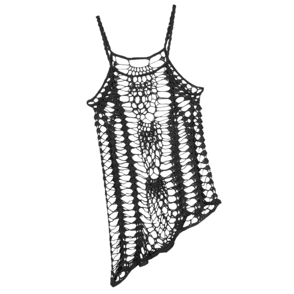 calandis ™ Women Crochet Lace Bikini Swimsuit Cover Up Hollow Out Beach Dress Black M | Swimwear | Womens Clothing-picture-32