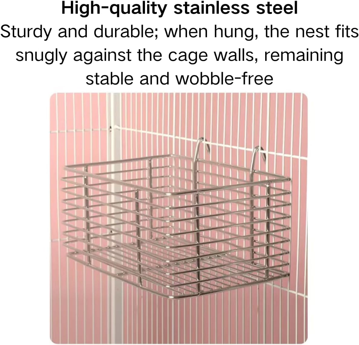 Sugar Glider Cage Platform Accessories Hanging Rat Ledge Stainless Steel Bed with Soft Nest Sugar Glider Hammock Squirrel Cage Bed Small Animal Habitat for Hamster Hedgehog (Pink,Small)