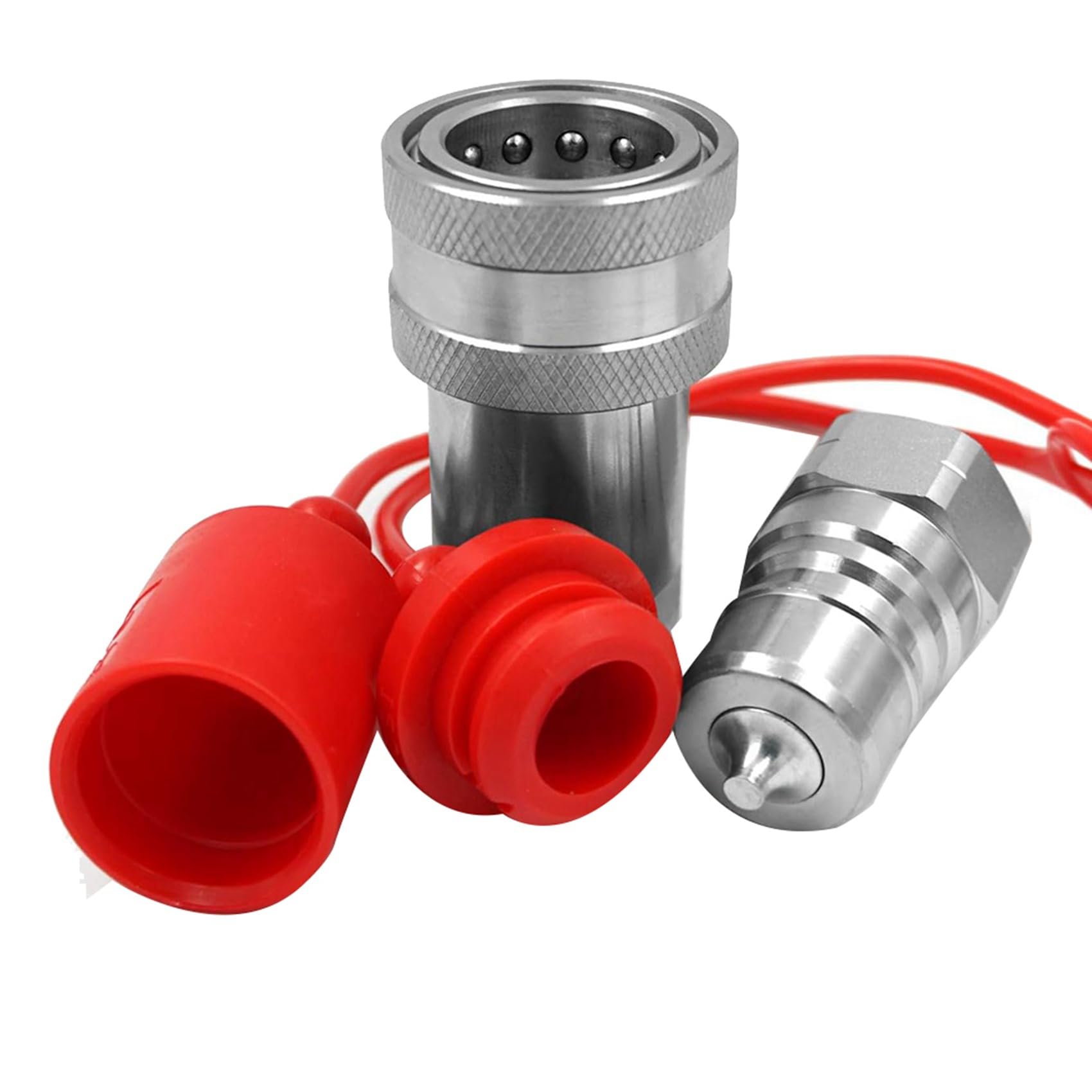 3 Conjunto de Acoplador HidráUlico de DesconexióN RáPida con Rosca NPT de 3/8 Pulgadas ISO7241-1A con Tapa Antipolvo