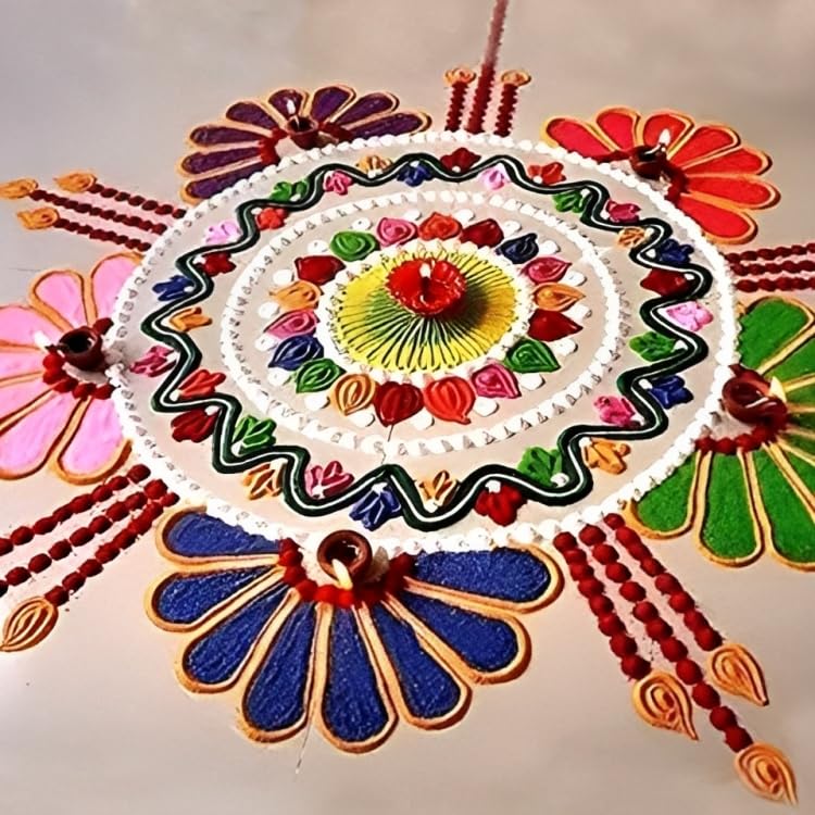 Image of Rangoli Powder Colors Floor Arts Ceramic for Creativity, Diwali Floor Decoration (Multicolour, 100Grms *10 Colours) 1000grms