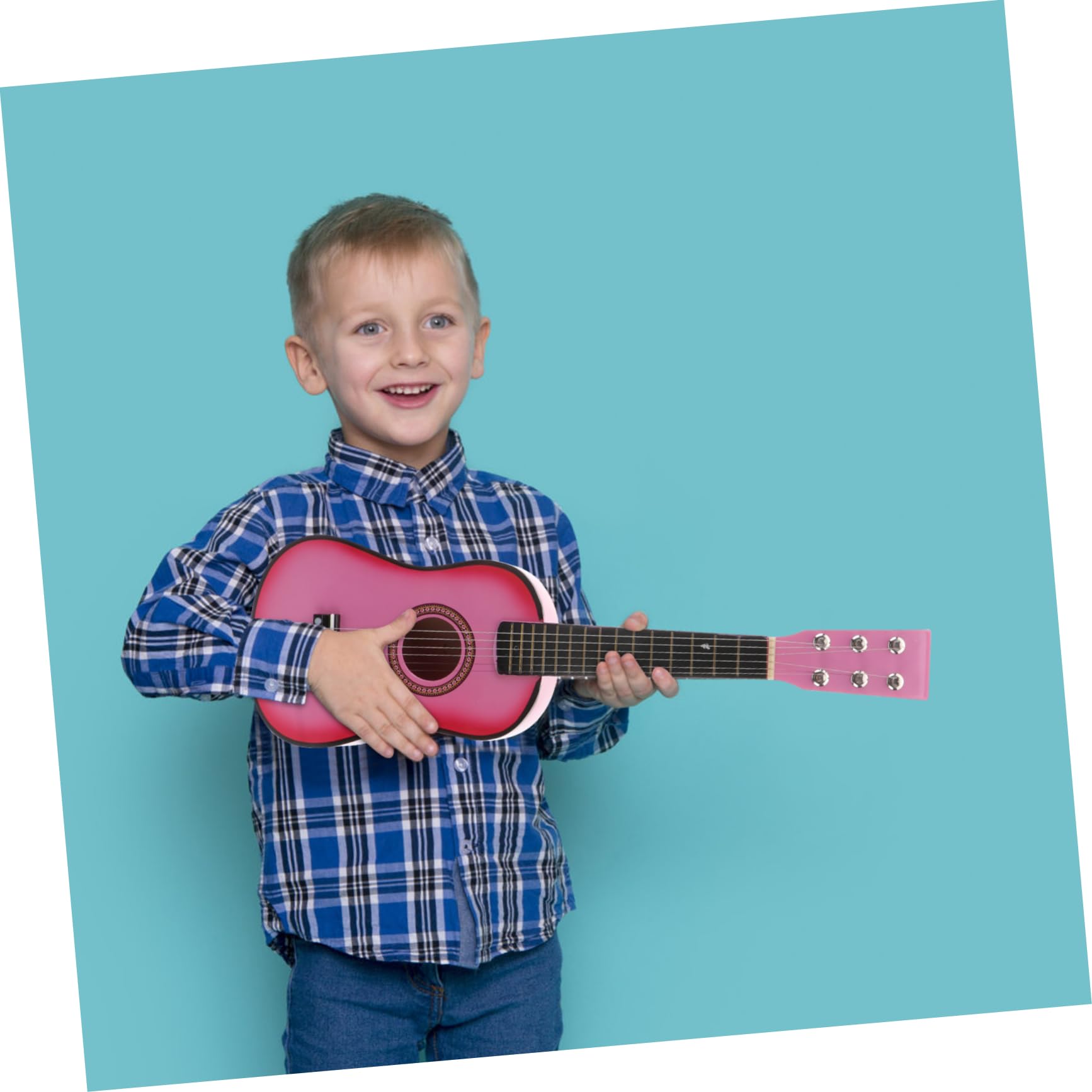 23 Instrumento Musical 6 Cuerdas Juguetes Guitarra para Niños Chicas Musicales Guitarra Juguete Guitarra Principiante para Niños Guitarras Rosa Madera Bambú Bebé