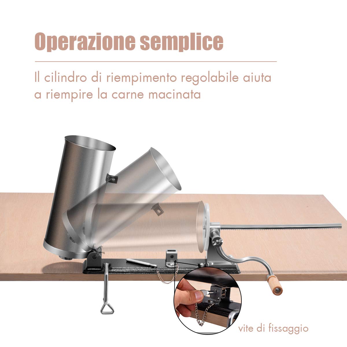 COSTWAY 3kg Insaccatrice per Salsiccia Macchina per Salsicce Insaccatrice Manuale in Acciaio Inossidabile, Salsicce Siringa con 4 Tubi di Riempimento