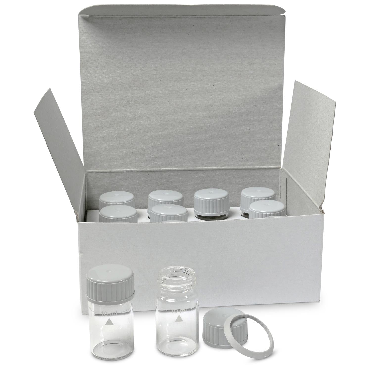 Lovibond Runde Glas Küvette 24 mm - 12er Set - 10 ml - Ø 24 mm - 48 mm Höhe - Mit Kunststoff-Deckel - Passend für MD100 MD200 PM600 Photometer