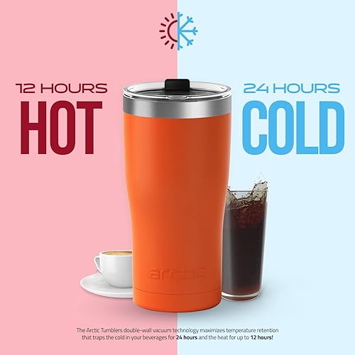 Miniatura 3 de Arctic Tumblers - Vaso de acero inoxidable para camping y viajes, con tapa a prueba de salpicaduras y popote, doble pared aislada al vacío, termo