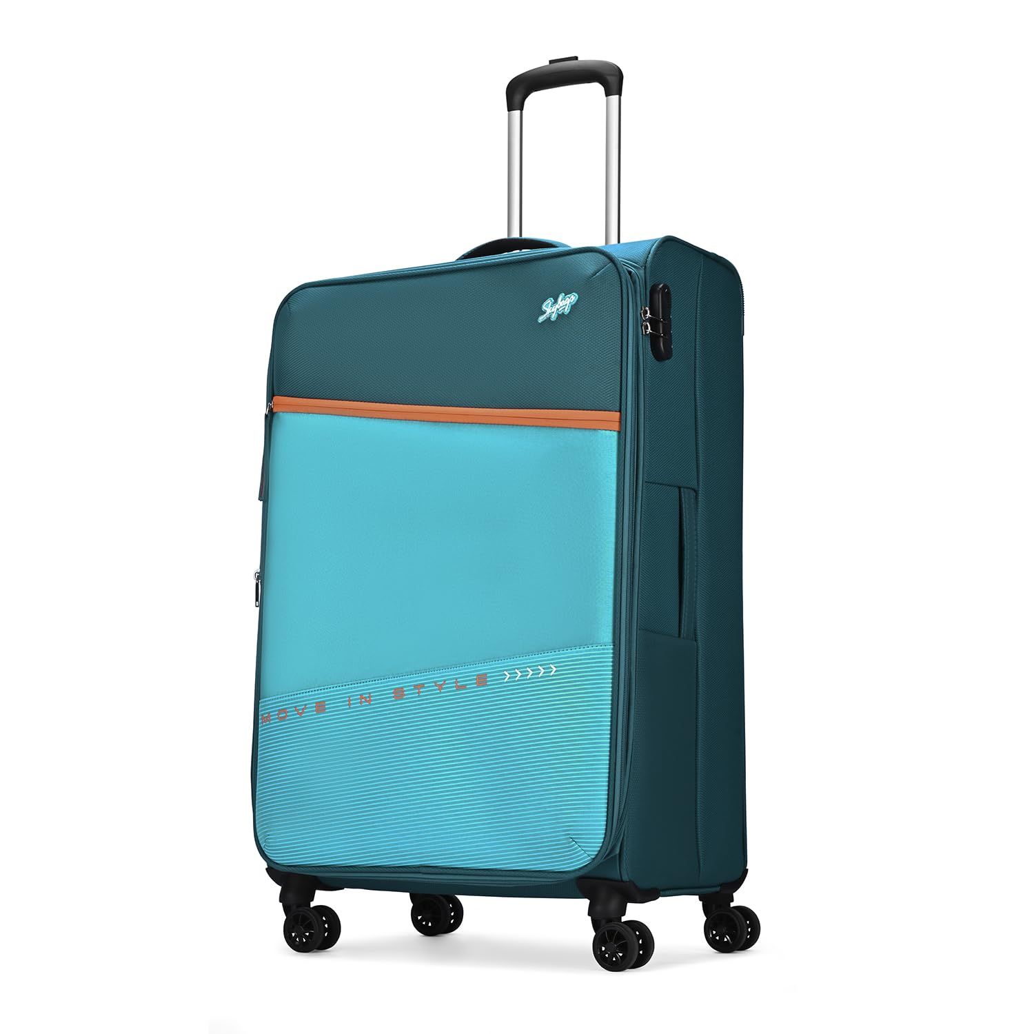 Genesis Cabin Soft Luggage (55 Cm) | Soft Luggage Trolley with 8 Wheels and 3 Digit Combination Lock| Teal | Unisex-image-5