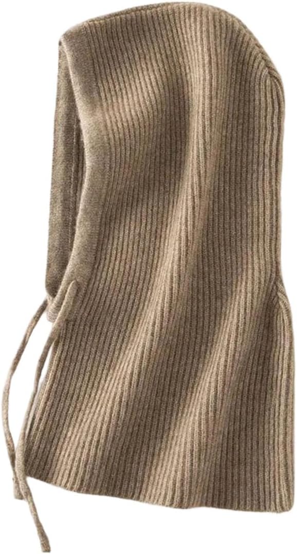 Men Windproof Thermal Ear Protection Double Layer Cashmere Wool Knitted Beanie Hood Hat Scarf Headgear Caps