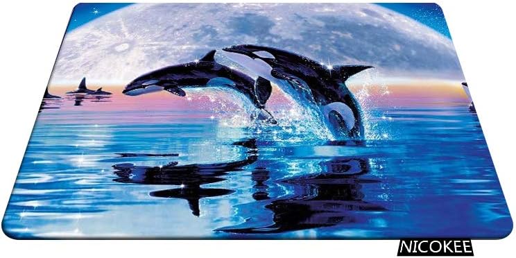Whales Rectangle Gaming Mousepad Killer Whales Jump Out of Ocean with Full Moon Mouse Pad Mouse Mat for Computer Desk Laptop Office 9.5 X 7.9 Inch Non-Slip Rubber image 4