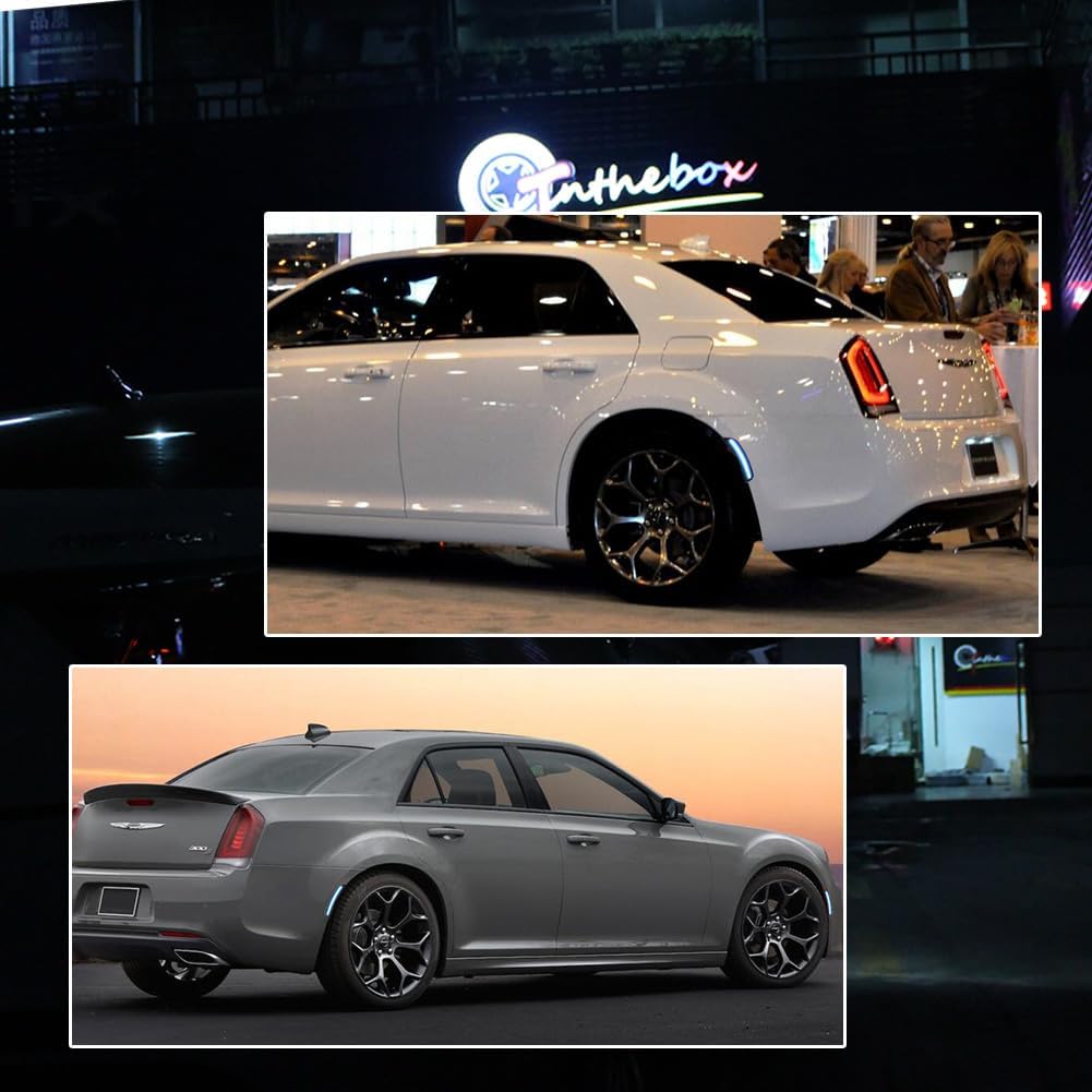 GTINTHEBOX Clear Lens Blue Led Side Marker Light Kit for 2015 2016 2017 2018 2019 2020 2021 2022 2023 2024 Chrysler 300,Replace OEM Front and Rear Bumper Fender Lamps