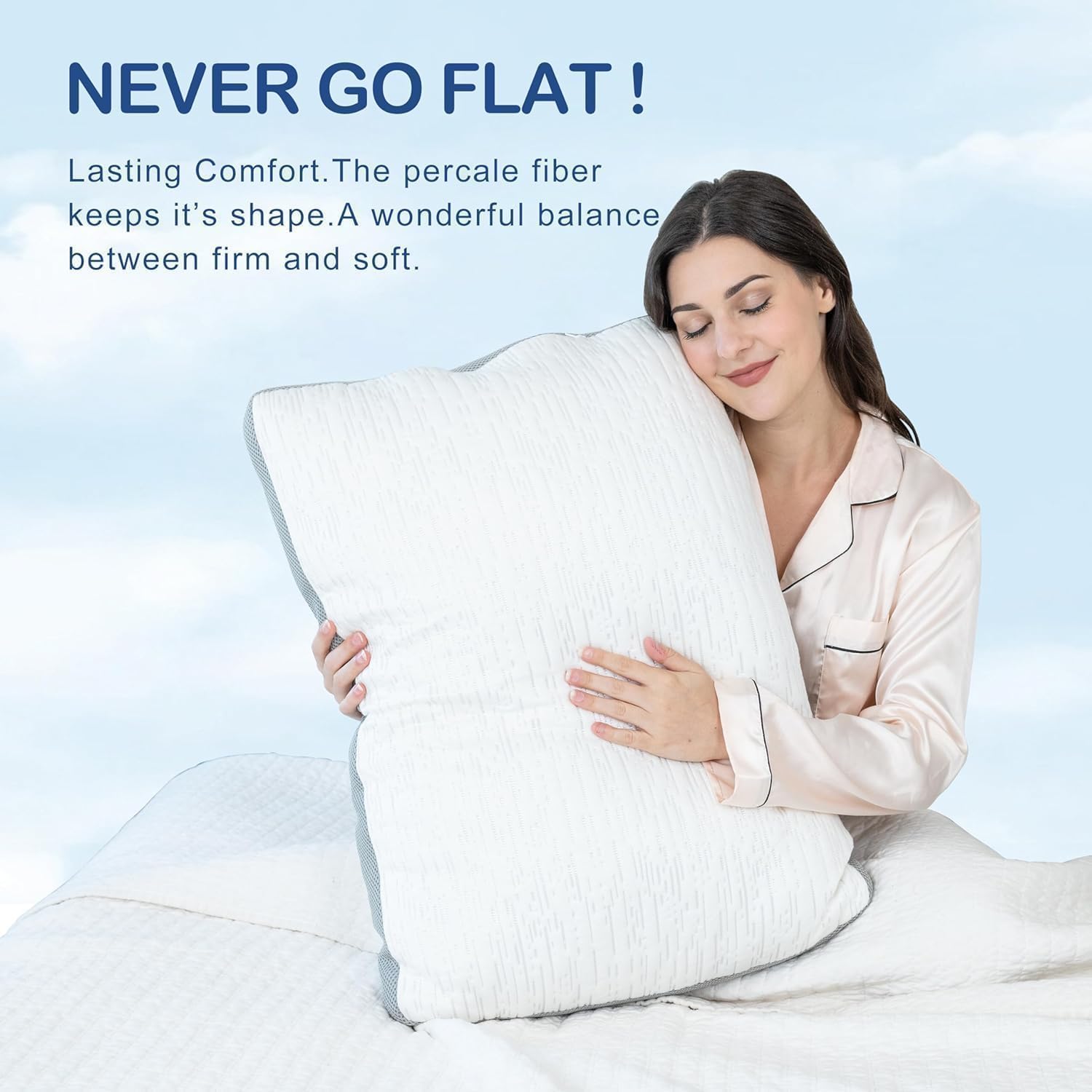 ACCURATEX Almohadas de bambú 40×60 cm, Juego de 2, Almohadas Ajustables con Espuma viscoelástica triturada y Relleno Mullido de plumón sintético, Gris