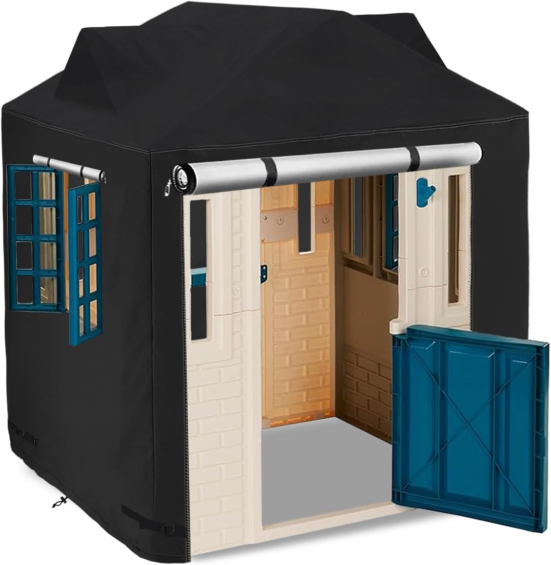 Outdoor Kids Playhouse Cover,Waterproof Cover for Multiple Brands with The Same Size Kids' Playhouse (Black-43 W x 35" D x 48" H)