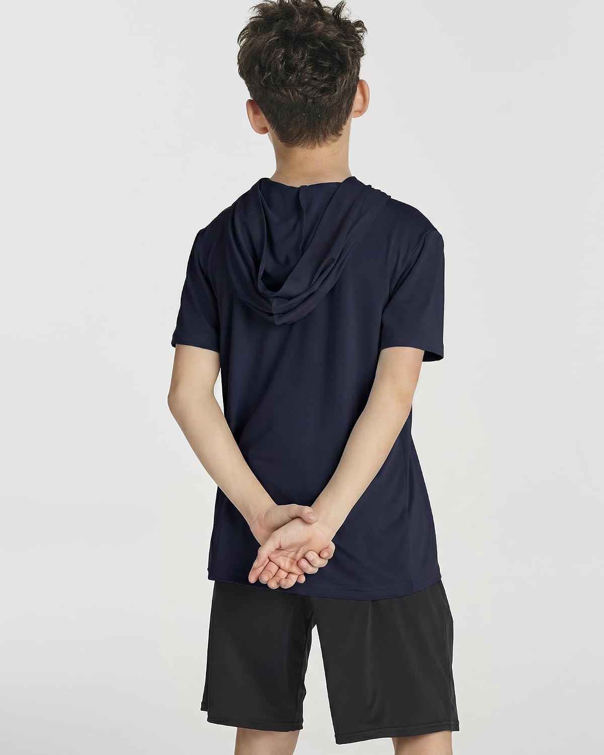 Real Essentials 3 Pack: Boys Dry-Fit Youth Teen Active Athletic Short Sleeve Workout Hoodie - Hooded Pullover Shirts