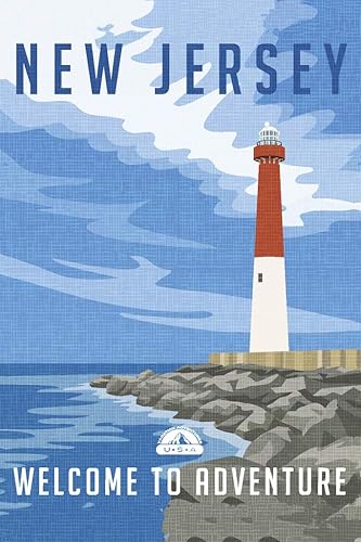 Póster de impresión artística para decoración de pared, diseño retro de bienvenida a la aventura de Nueva Jersey, 12 x 18 pulgadas