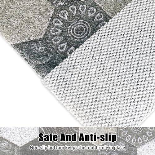 Image of Square Shower Mat Non Slip: 27x27 Inch Extra Large Shower Floor Mat with Drain Hole in Middle - Soft PVC Loofah Bath Mat for Shower - Anti Slip Shower Stall Mat for Elderly and Kids