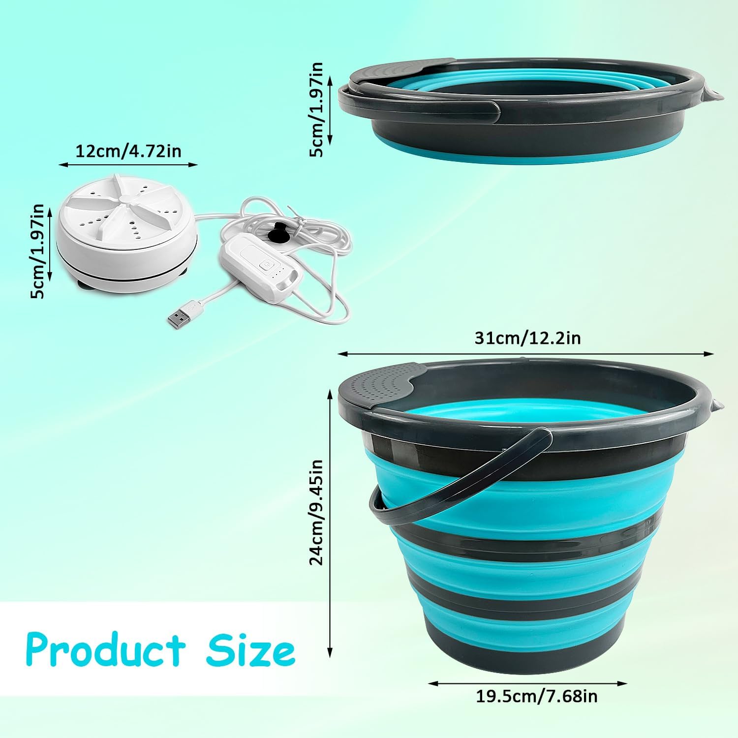 10L Mini Lavatrice Portatile Pieghevole Lavatrice da Campeggio Viaggio, 24W Pulizia a Ultrasuoni ad Alta Frequenza con Vibrazioni, Pulizia Automatica del Ciclo, Spegnimento Automatico
