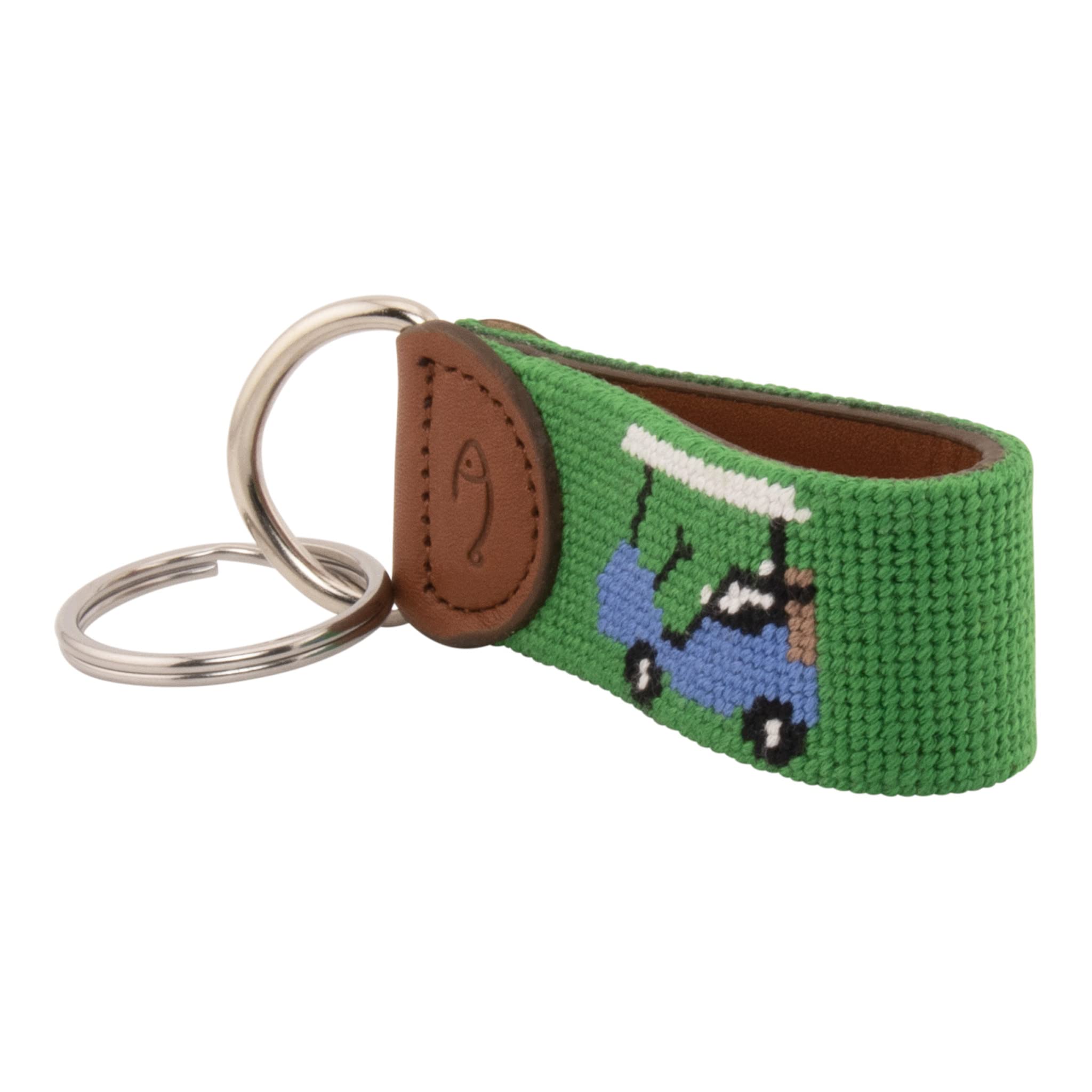 Handgenähter Schlüsselanhänger oder Schlüsselanhänger aus Leder, Golfen, Medium