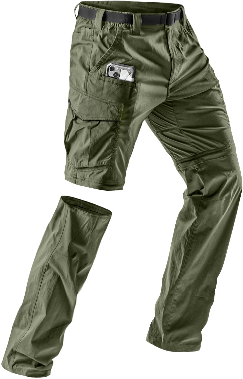 CQR Men's Convertible Cargo Tactical Pants, Water Resistant Outdoor Hiking Pants, Zip Off Lightweight Stretch Work Pants