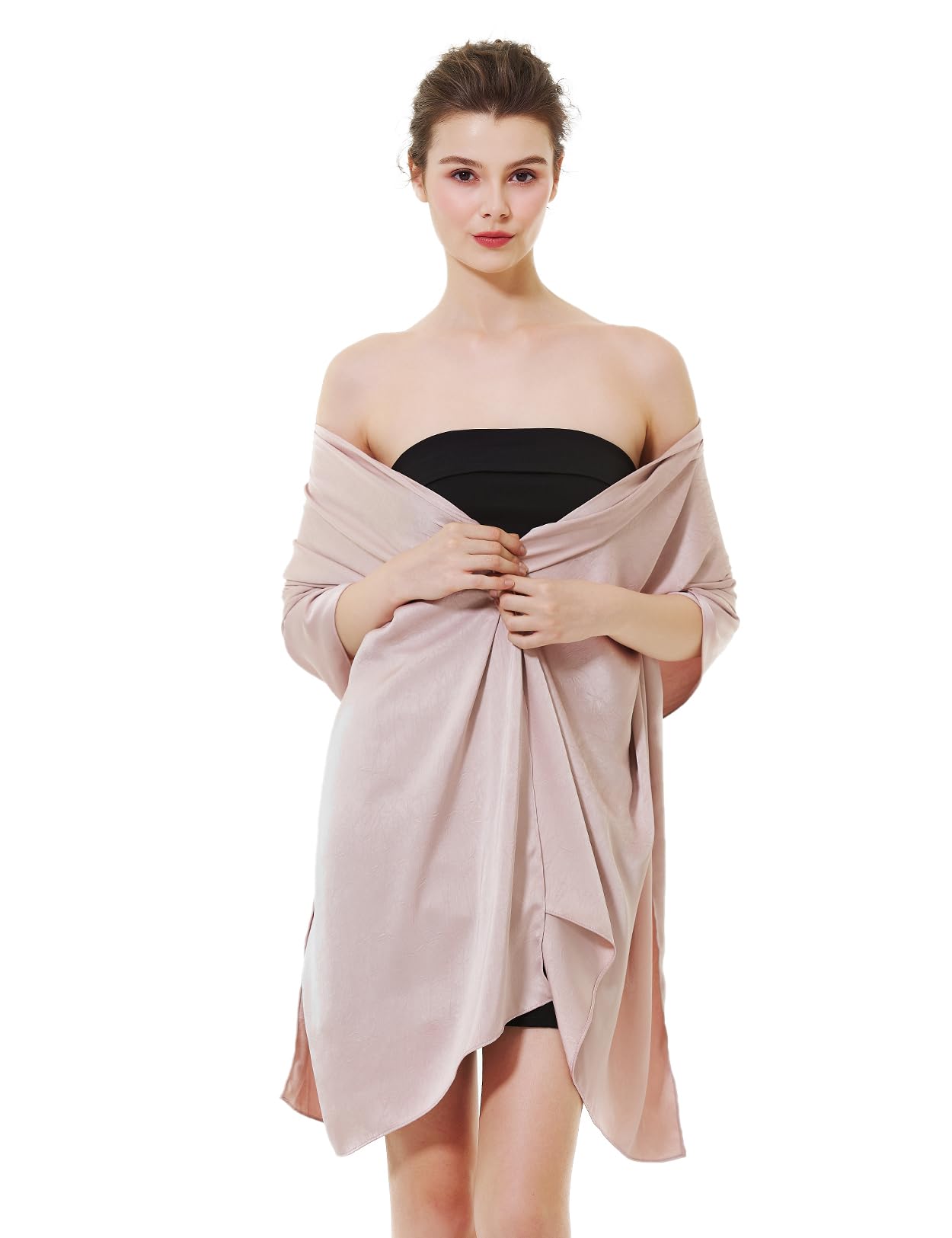 BEAUTELICATE Châle Étole En Satin Soyeux Écharpe Foulard Chic Luxueux Texture Pashmina Grande Taille Pour Mariage Soirée Cérémonie Femme Mariée Demoiselles d'honneur
