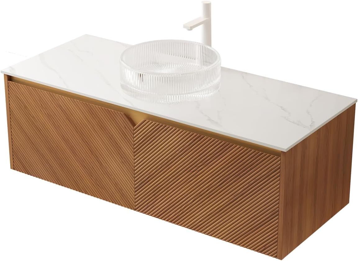 48" Wall-Mounted Cabinet, Brown Oak