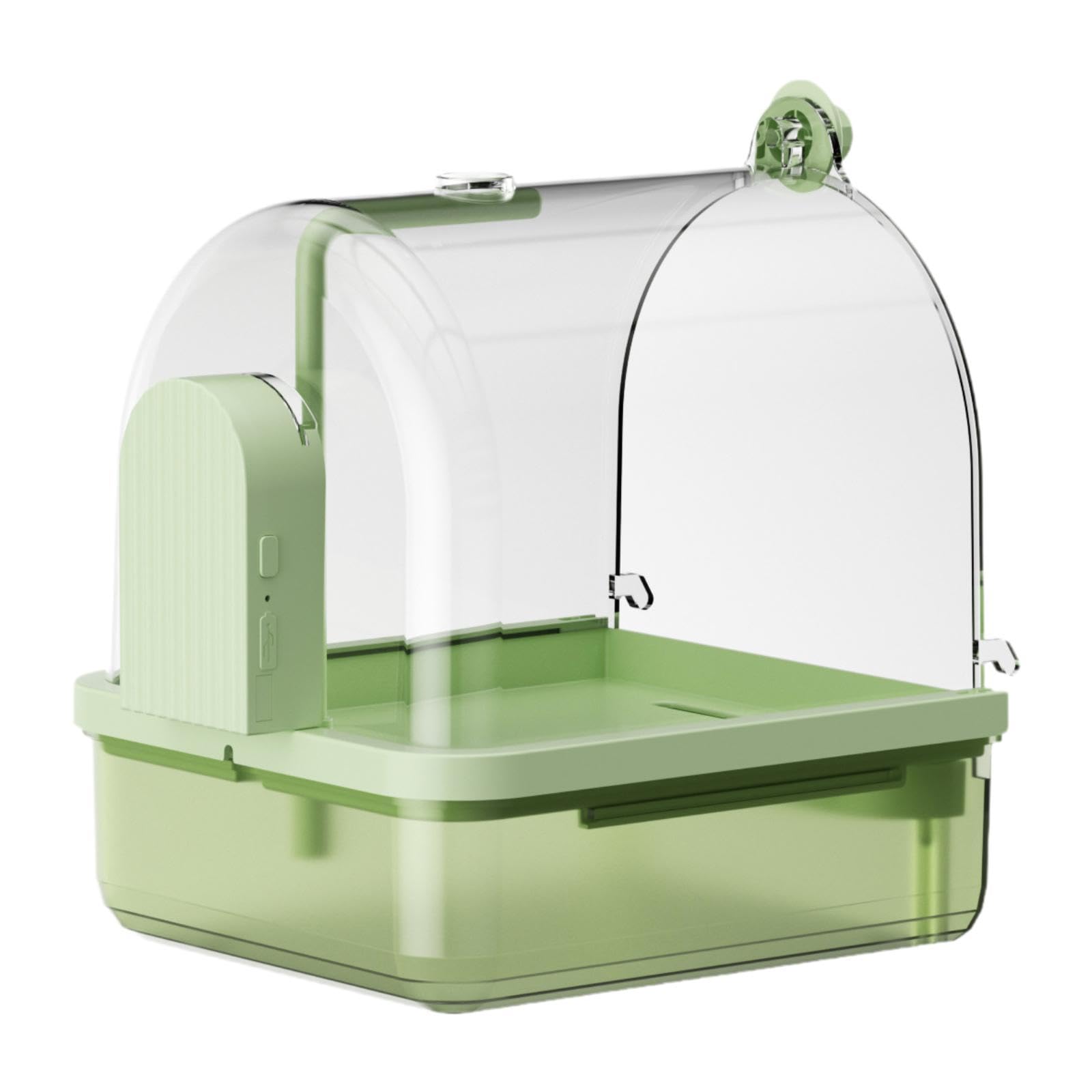 Bañera Automática para Loros con Cajón Inferior, Ducha para Pájaros de Jaula, Cuenco de Ducha para Loros, Agapornis Y Cacatúas, Verde