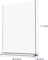 Vista 2 de newnewshow Soporte de letrero acrílico de 8.5 x 11 pulgadas, paquete de 6 soportes verticales en forma de T de doble cara para escritorio