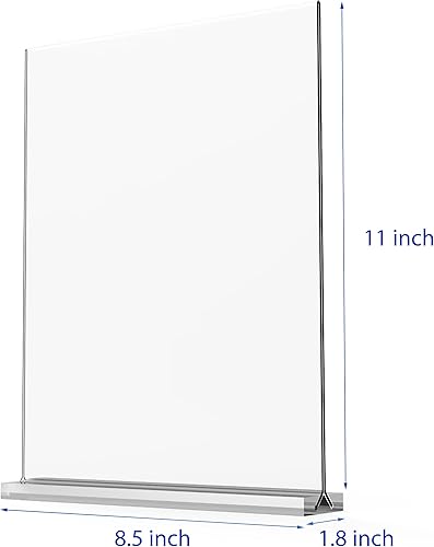 Miniatura 7 de newnewshow Soporte acrílico para letreros de 8.5 x 5.5 pulgadas, paquete de 3 soportes horizontales de escritorio en forma de T de doble cara.