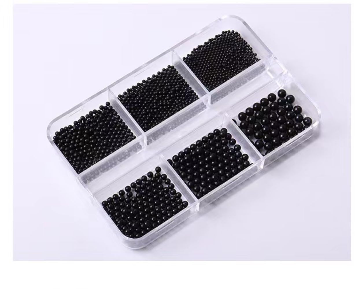3D Caviar Beads for Nail Art - Metal Mini Nail Ball Beads Studs DIY Decorations Accessories Multi-Size (Black)