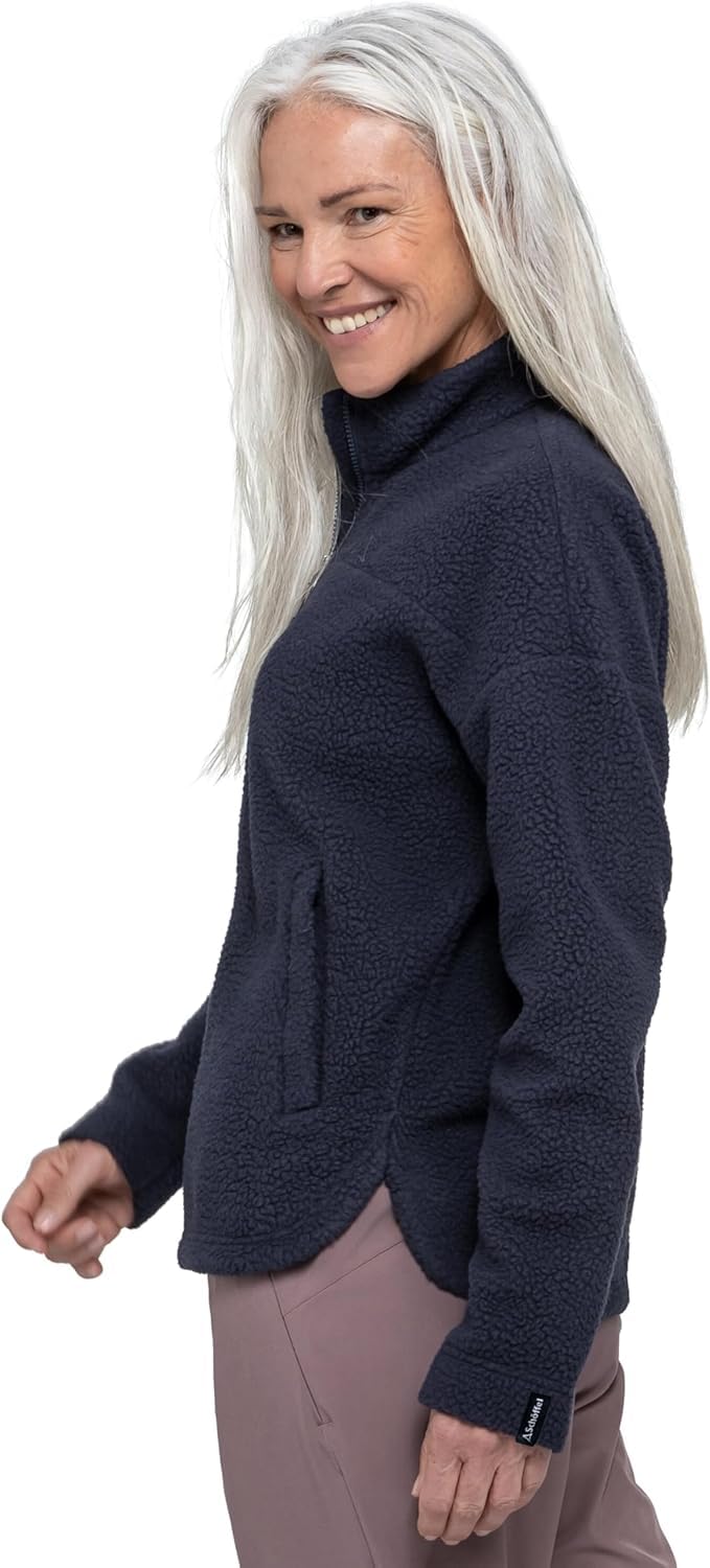 Schöffel Damen CIRC Fleece Jk Style Purga WMS, kreislauffähige Fleecejacke aus kuscheligem Sherpa Fleece, wärmende, schnell trocknende Outdoor Jacke mit fast 100% Recyclingfähigkeit