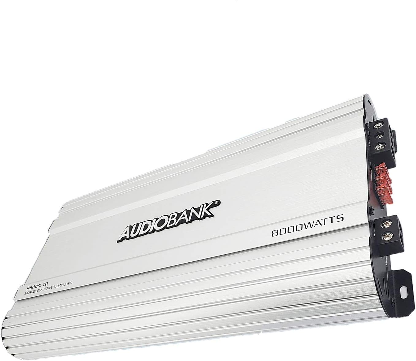 Audiobank Monoblock 8000 WATTS Amp Class D 1ohm Car Audio Stereo Amplifier Remote Turn On/Off Circuit/Heavy-Duty Aluminium Alloy Heatsink Power and Protection Indicator P8001