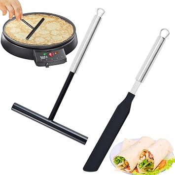 2 Pieces Crepe Spreader and Spatula Spreader, Stainless Steel Pancake Spreader, T-Shaped Crepe Dough Spreader, Crepe Spatula, for Egg Cakes, Spreading Pancake Dough, Kitchen