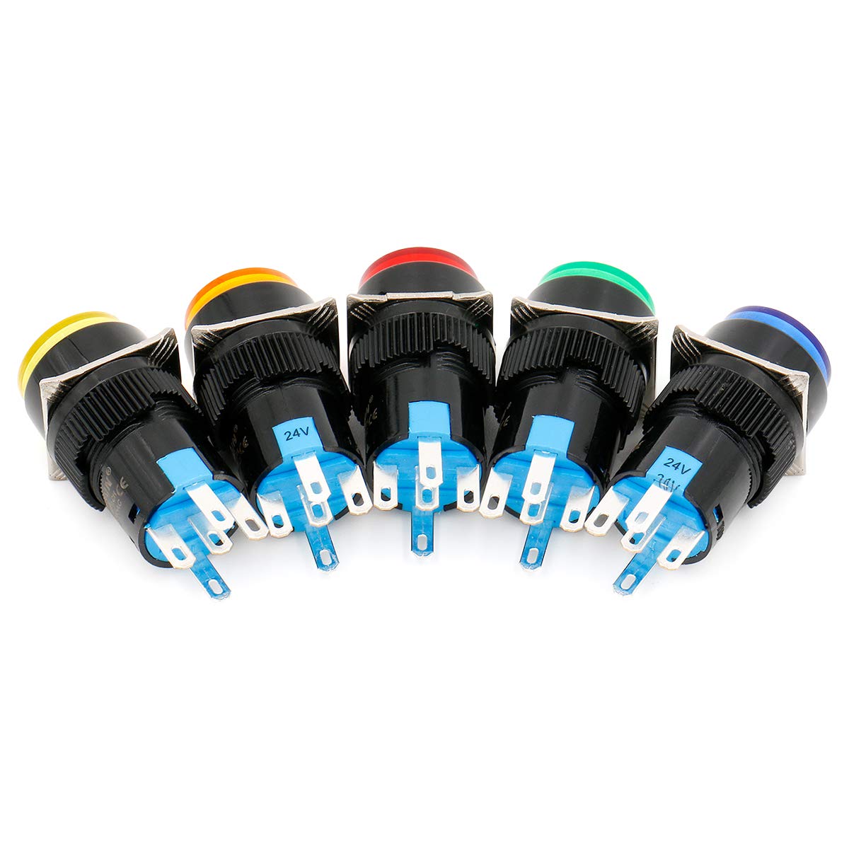 Bеѕt Dеаl Baomain 16mm Push Button Switch Momentary Round Cap LED Lamp Red Yellow Orange Blue Green Light DC 24V SPDT 5 Pin 5 Pack Grеаtеѕt Prоduсt Baomain 16mm Push Button Switch Momentary Round Cap LED Lamp Red Yellow Orange Blue Green Light DC 24V SPDT 5 Pin 5 Pack