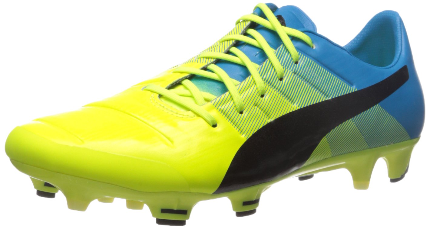 Puma Men's Evopower 1.3 Firm Ground Sneaker, Safety Yellow/Black, 7.5 M US