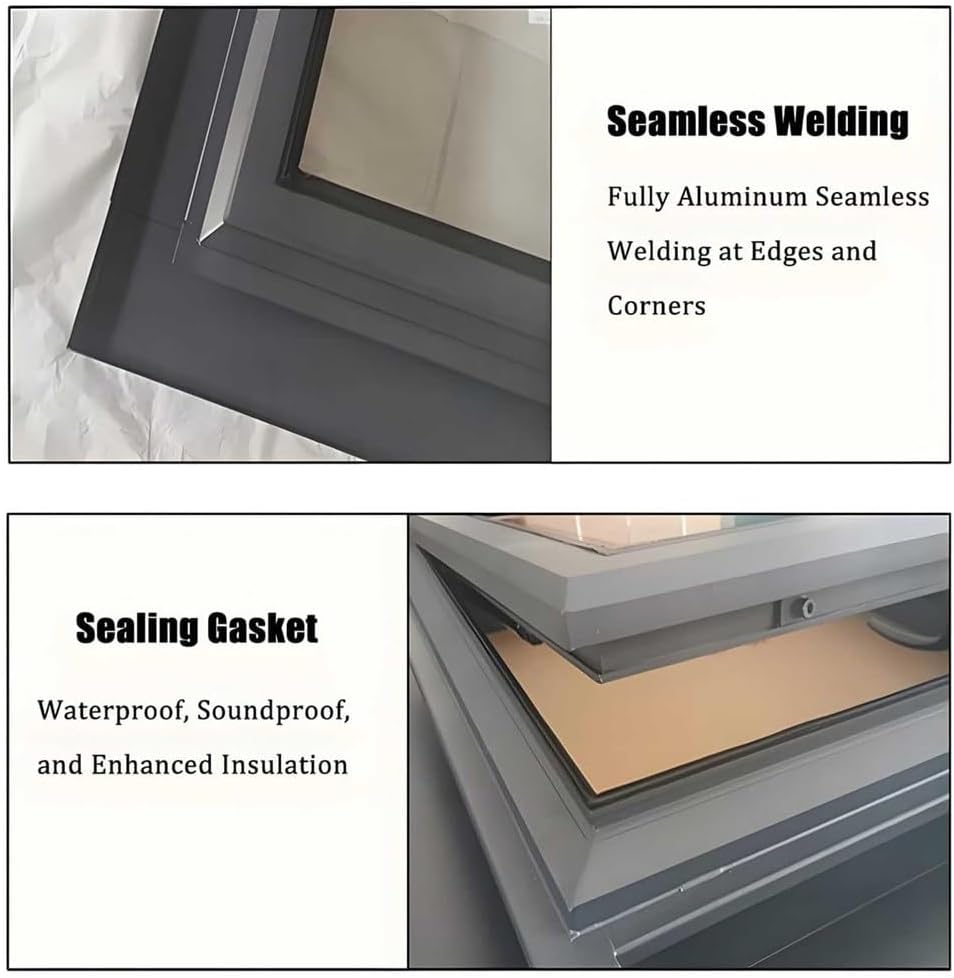 Roof Lighting Well Window, Skylight Windows, with Double Layer Tempered Glass, for Garage, Basement, Loft, Dark Room, Sun Room,001,60x60cm