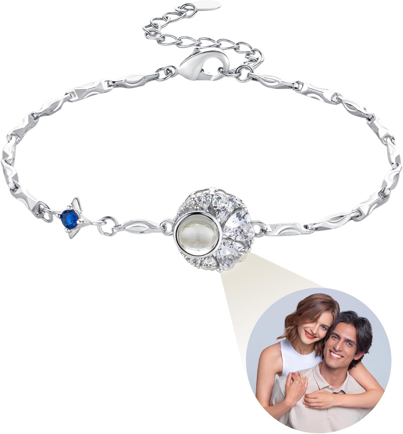 BELELA Custom Photo Bracelet with Picture Inside for Men