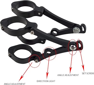 Motorcycle Headlight Bracket 55-59mm Black Headlamp CNC Fork Tube Side Mount Bracket for Most Motorbikes