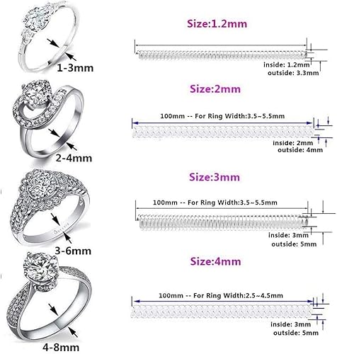 Miniatura 8 de Para anillos sueltos Anillo Guardia Clip Transparente Silicona Sizer Tensor Resizer 4 Tamaños