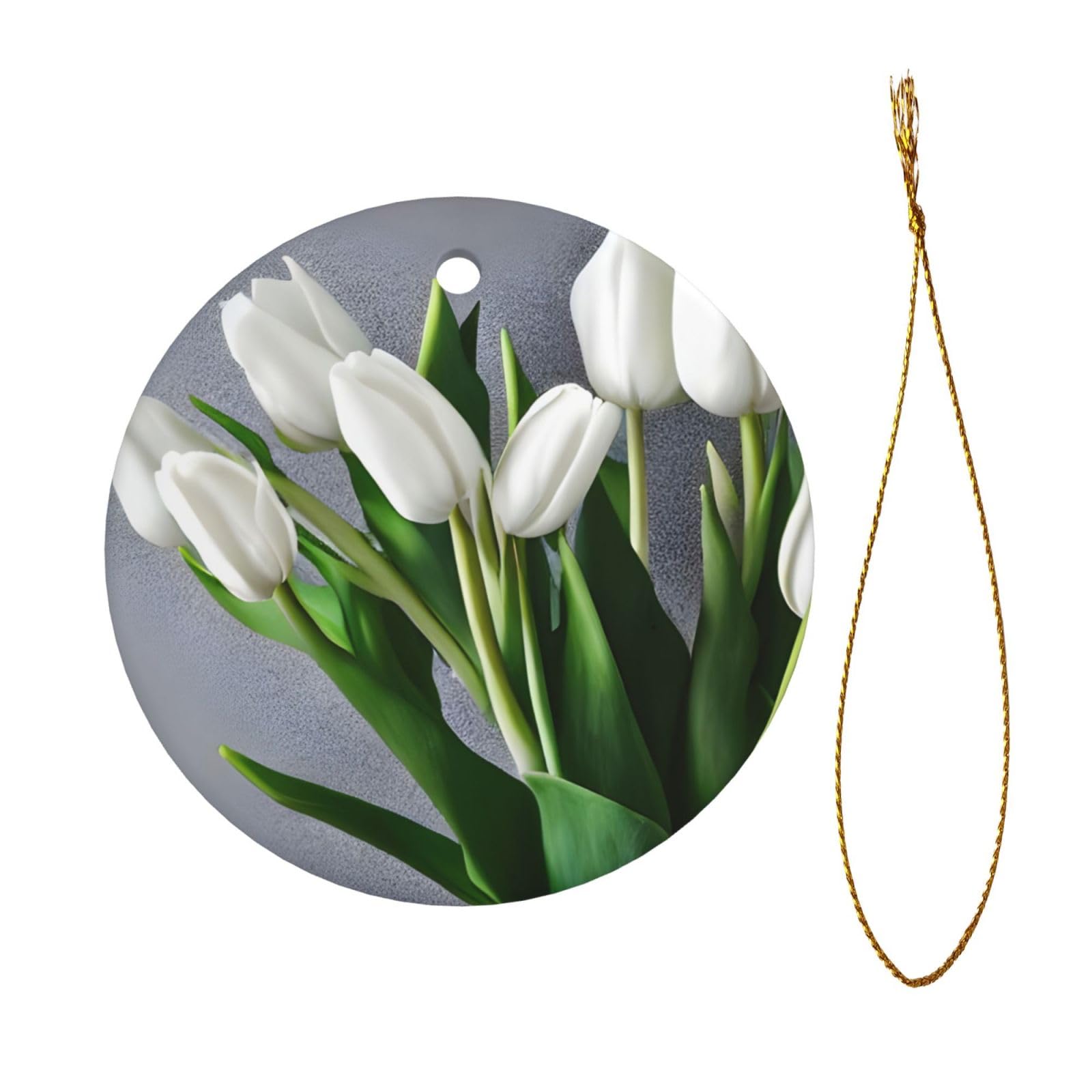 Weiße Tulpen Blumen Keramik Weihnachten Ornament