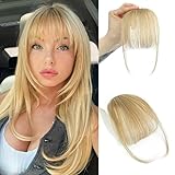 Clip In Bangs 100% Human Hair Bangs Clip In Hair Extensions Clip On Bangs Wispy Ash Blonde Clip In Bangs Real Human Hair Fake Bangs For Natural Hair