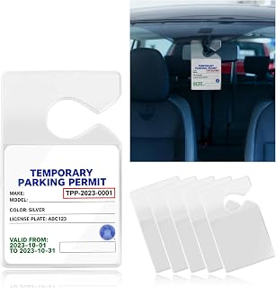 6PCS Transparent Car Parking Permit Holder,Reusable Car Parking Pass Holder Vertical Design as Rear View Mirror Hanger,Universal Cars Tag Holders for Rear View Mirror Fits Permits