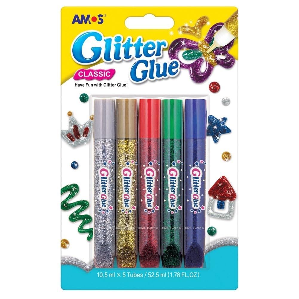 WDK PARTNER - A0601481 - Loisirs créatifs - Colle pailletée 5 couleurs assorties
