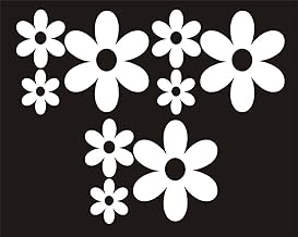 9 White Daisy Flowers Shaped sticker Car Bumper Window Bedroom Mirror Stickers