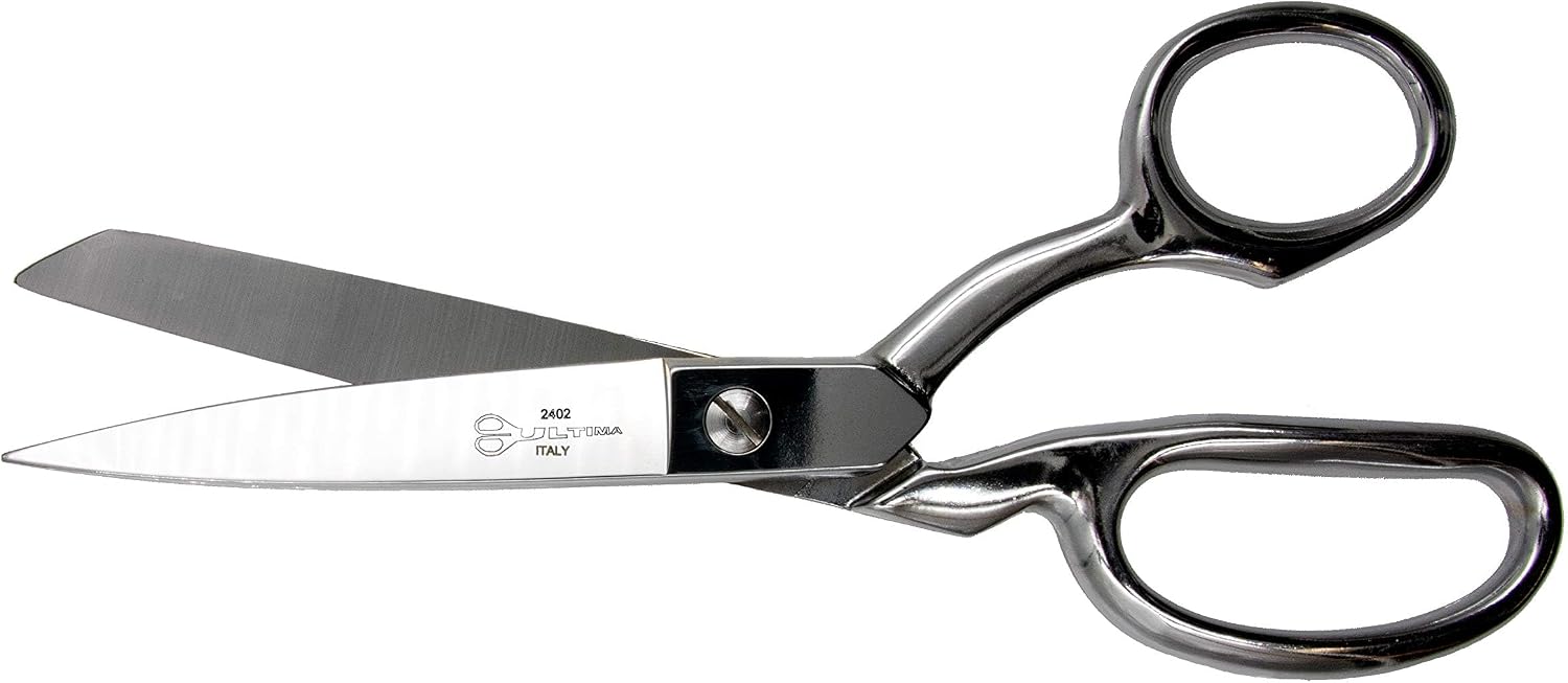 Ultima 8 Inch Dress Maker Scissors – Drop Forged Carbon Steel Dressmaker’s Sheers, Chrome Plated with Bent Handles, Made in Italy