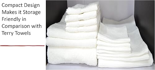 Vista 6 de Juego de toallas de baño de algodón orgánico con certificado GOTS, color blanco, súper absorbente y de secado rápido, sin suavizantes, respetuoso