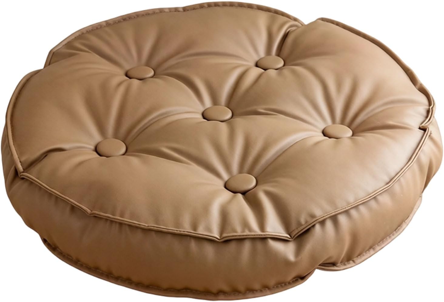 Round Pouf Pillow PU Leather Thick Filling Sitting Cushion Chair Pad for Lounges Floor Seating Round Floor Cushion