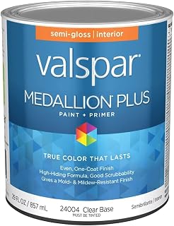 24004 Clear Base Medallion Plus Interior Paint & Primer, Semi-Gloss, 1 Quart