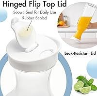 Vista 3 de YOUEON Paquete de 8 jarras de agua de plástico de 50 onzas con tapa y etiqueta, recipientes de bebida de agua transparente, jarra de jugo a granel