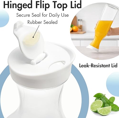 Miniatura 3 de YOUEON Paquete de 8 jarras de agua de plástico de 50 onzas con tapa y etiqueta, recipientes de bebida de agua transparente, jarra de jugo a granel