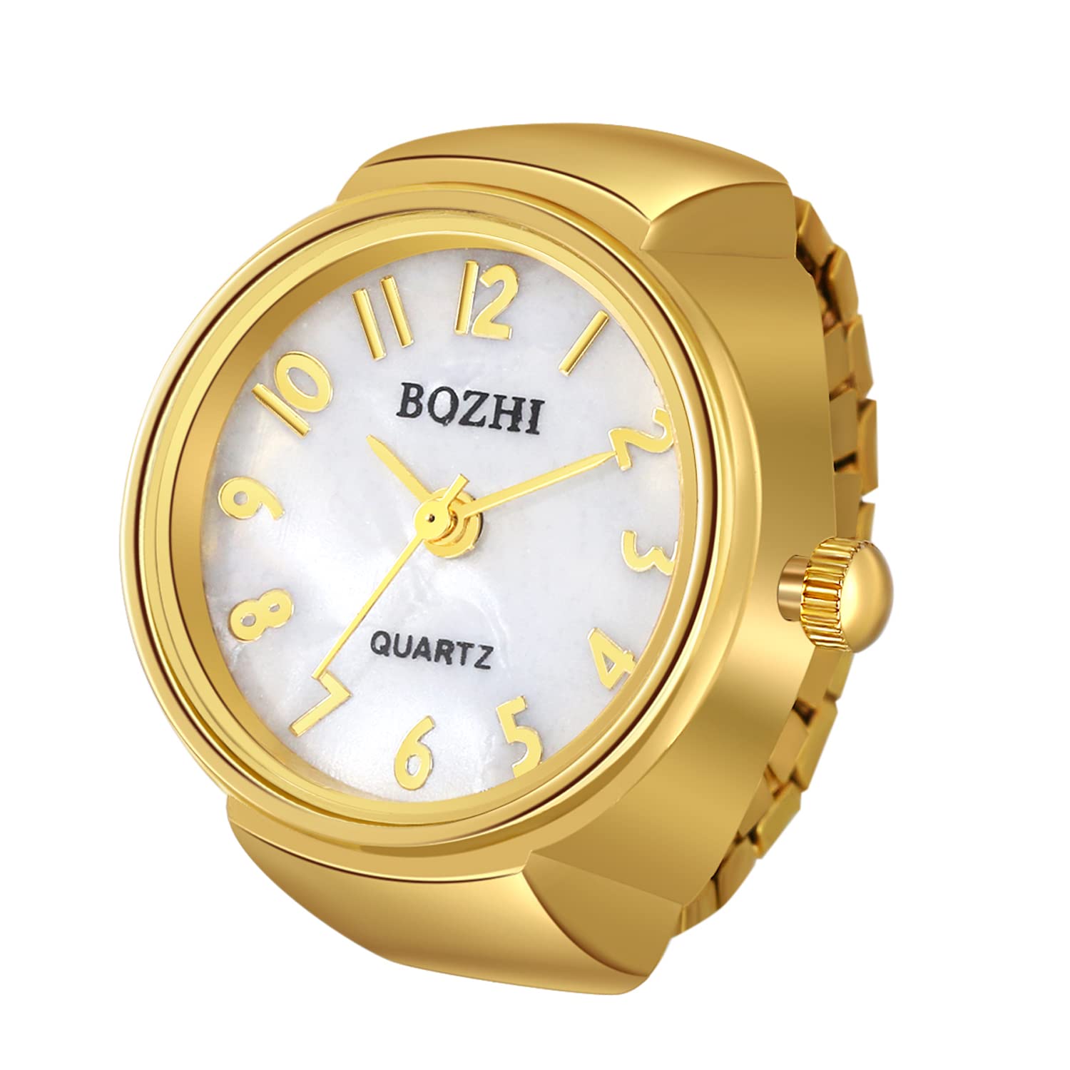 JewelryWe Ringuhr Fingeruhr Herren Damen rund Analog Quarz Elastisch Legierung Ring Uhr Uhrenring