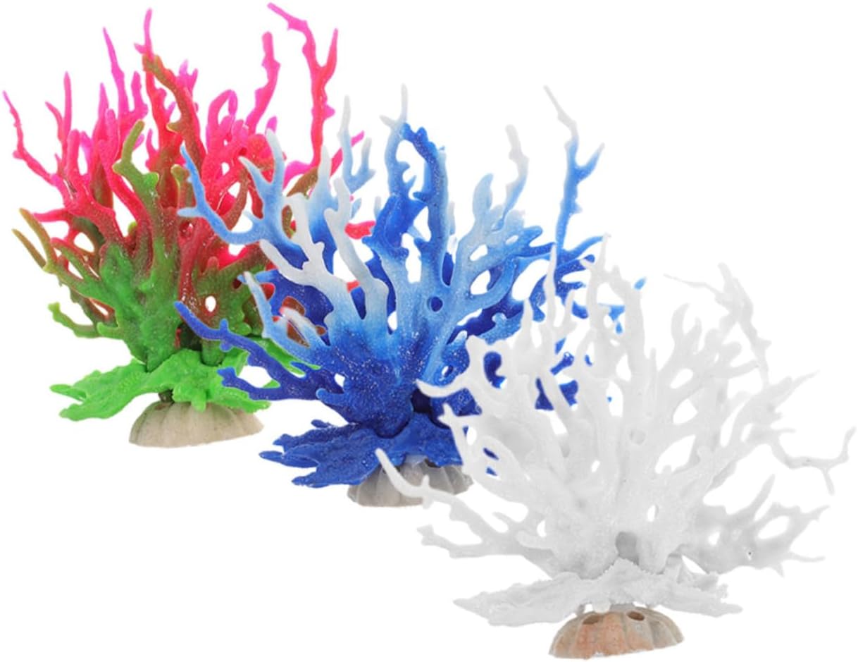 3sets Fish Tank Coral Ornaments Aquarium Coral Decor Artificial Aquarium Landscapes Simulated Coral Ornament Fountain Fish Tank Decoration Fake Coral Aquarium