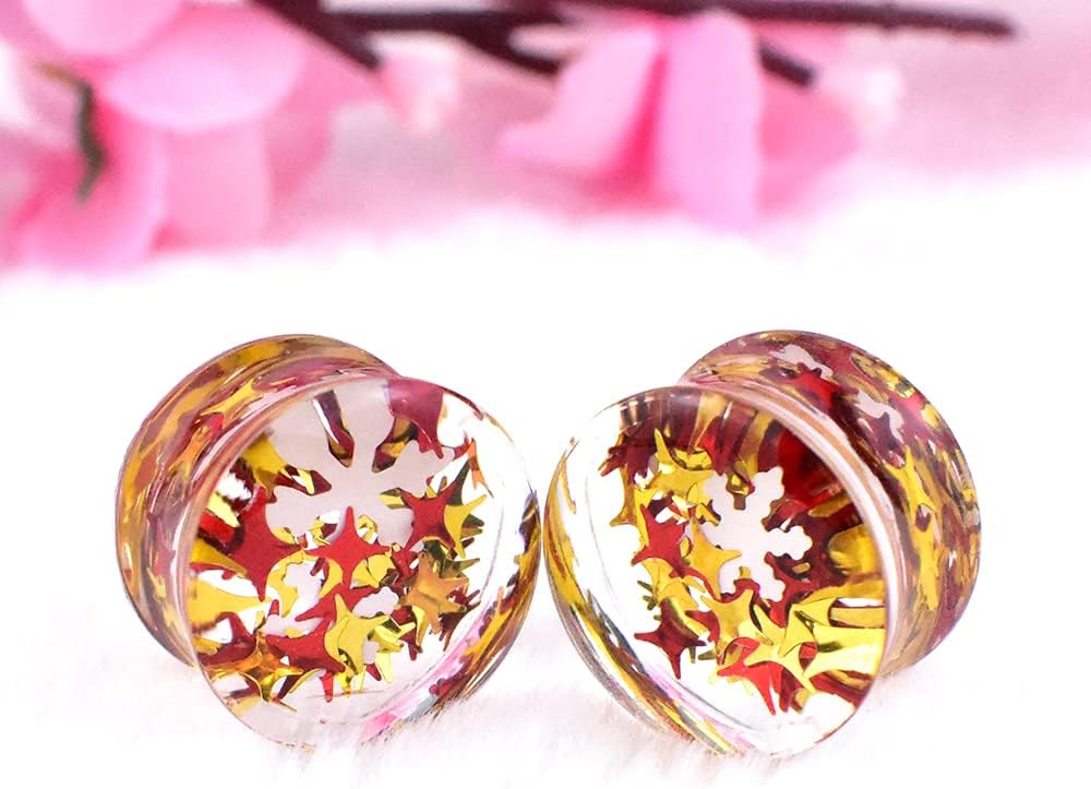 4Pcs/2pair Christmas Ear Tunnels Gauge and Plugs Multicolor Acrylic Ear Stretcher Expander Ear Piercing Earring 8mm to 30mm